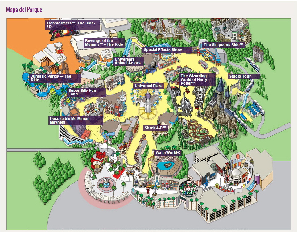 mapa Universal Studios 2016