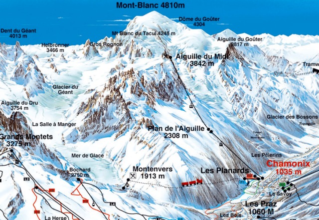 Mapa Chamonix Mont Blanc