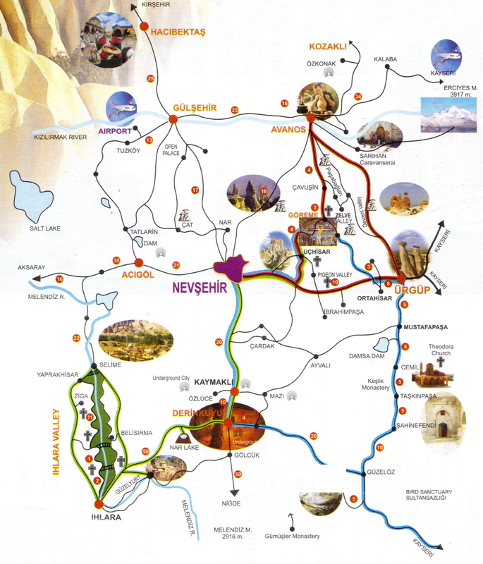 mapa de Capadocia