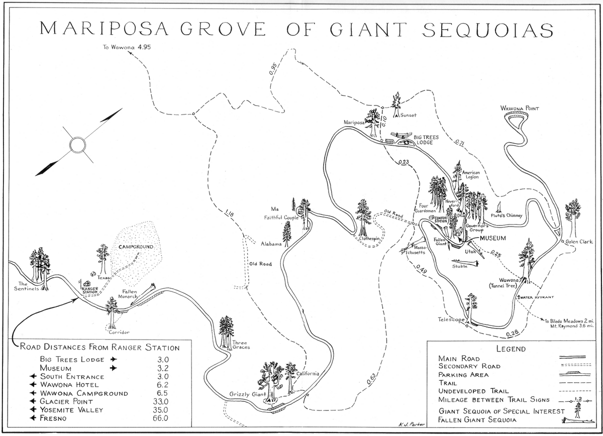 Mapa de Mariposa Grove Mapa de Mariposa Grove