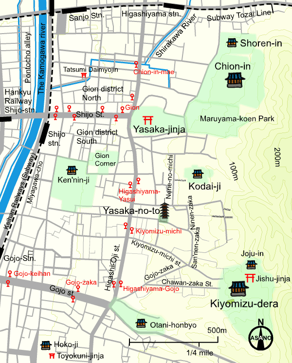 Mapa de Higashiyama Kyoto Mapa de Higashiyama Kyoto
