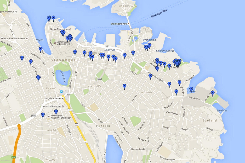 Street Art Stavanger map
