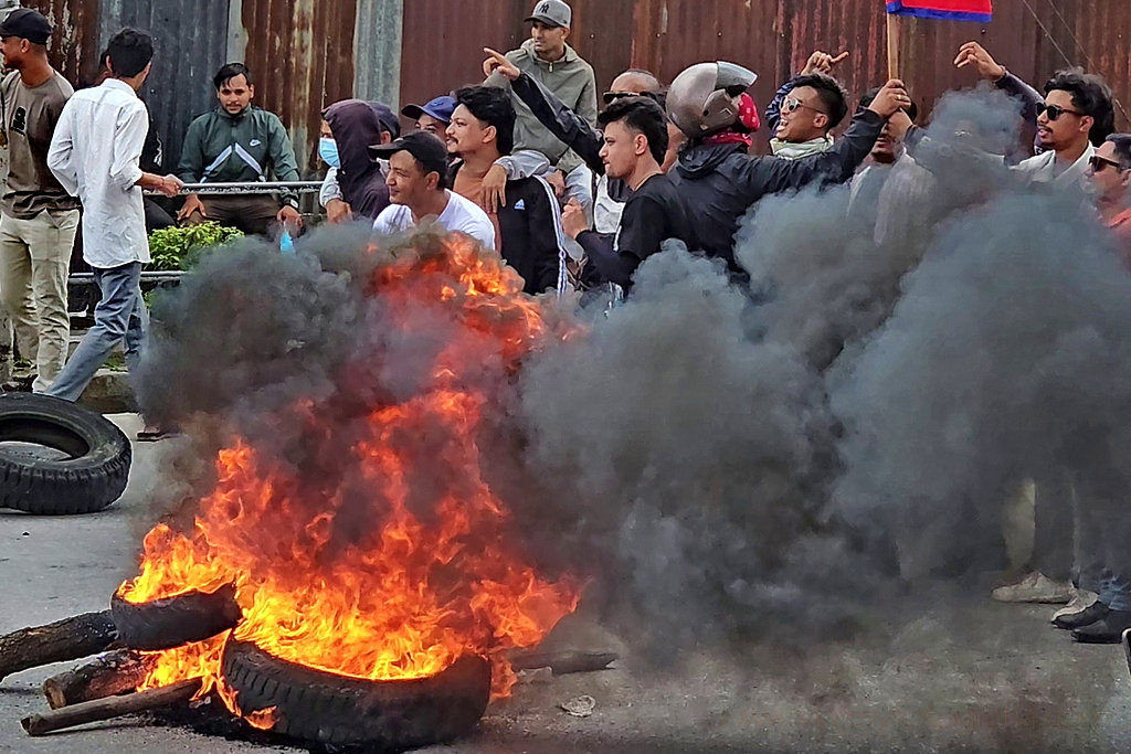 Barricada septiembre 2025 Katmandu Nepal